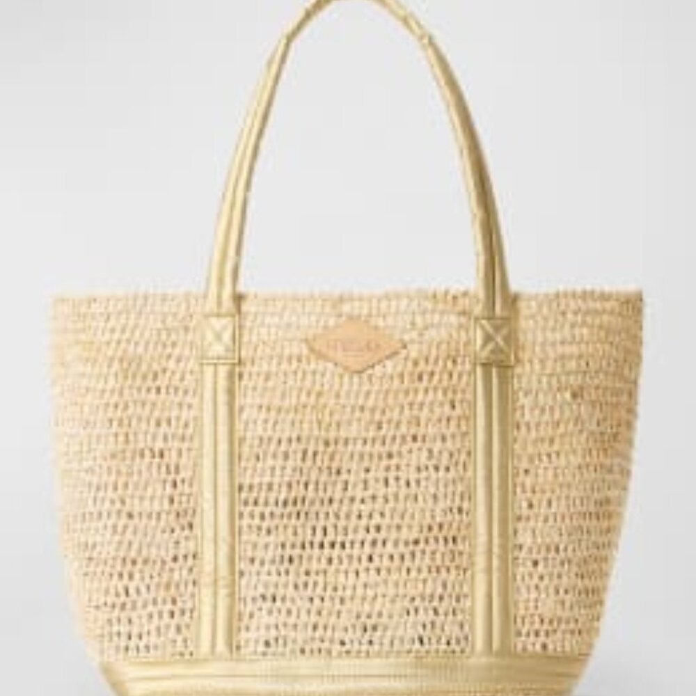 Mz Wallace MEDIUM  Sequin Raffia/Light Gold Pearl Metallic Raffia Tote
